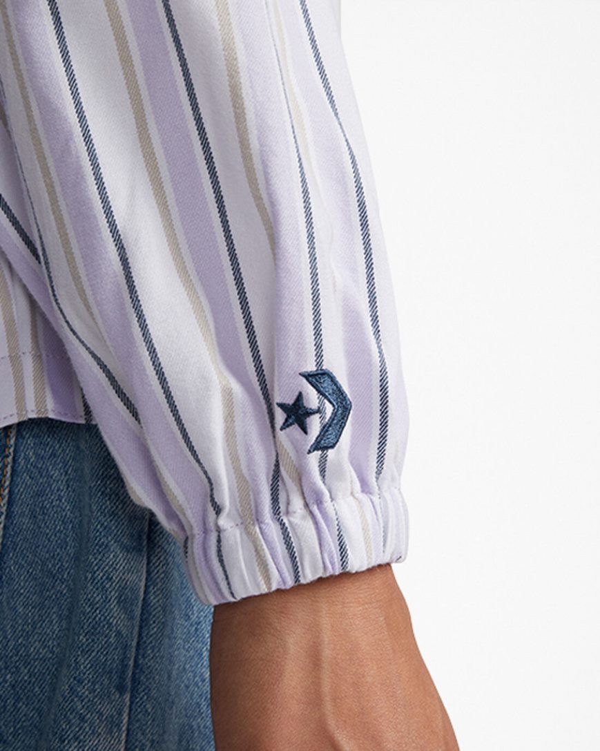 Women's Converse Striped Woven Button-Up Shirts Purple | AU 6835CW